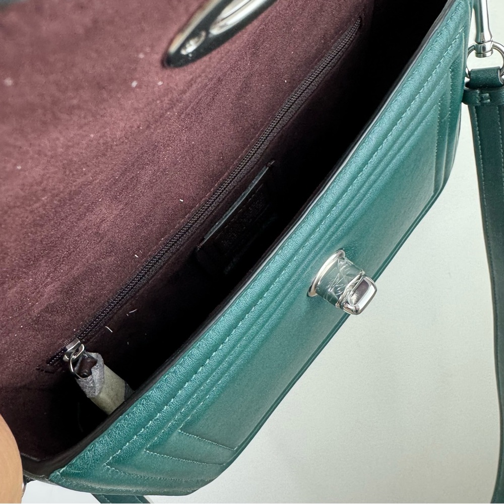 Coach Marlie Top Handle Satchel w/ Border Quilting Leather in Metallic Green - Picture 8 of 11